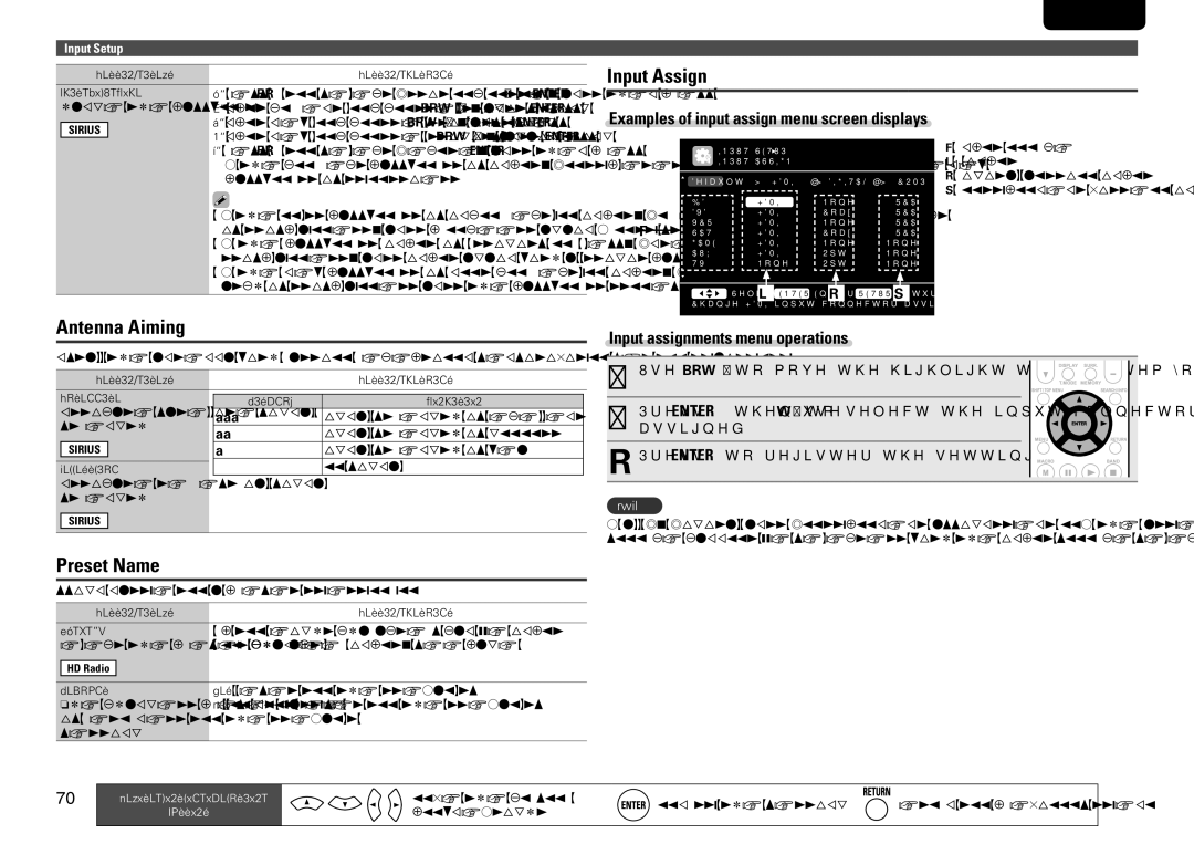 Marantz SR7005 manual Input Assign, Antenna Aiming, Preset Name, Examples of input assign menu screen displays 