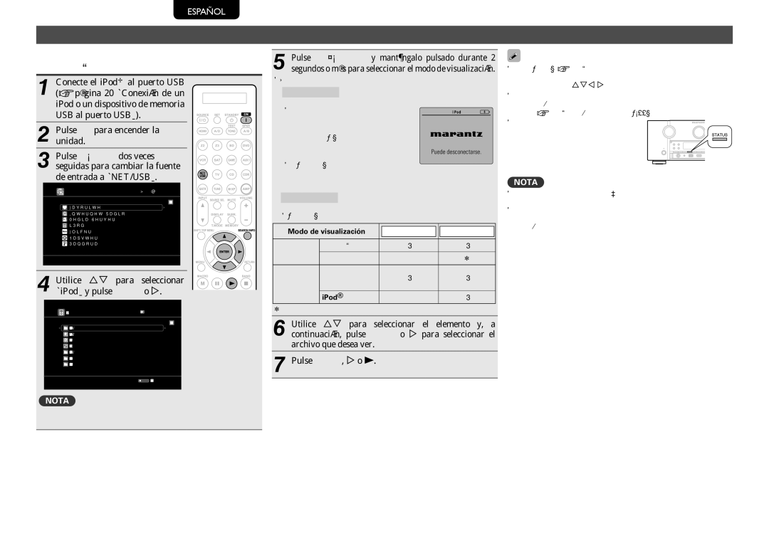 Marantz SR7005 manual Reproducción desde un iPod, Audición de música en un iPod 
