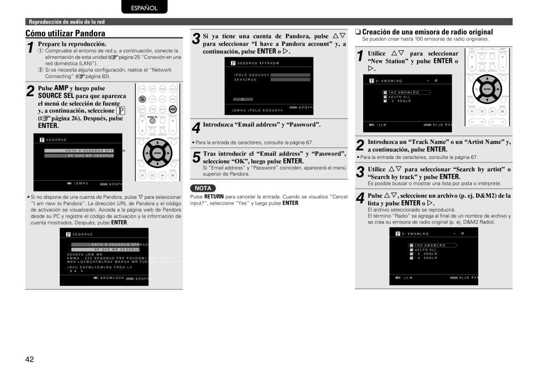 Marantz SR7005 manual Cómo utilizar Pandora, NnCreación de una emisora de radio original, Vpágina 26. Después, pulse 