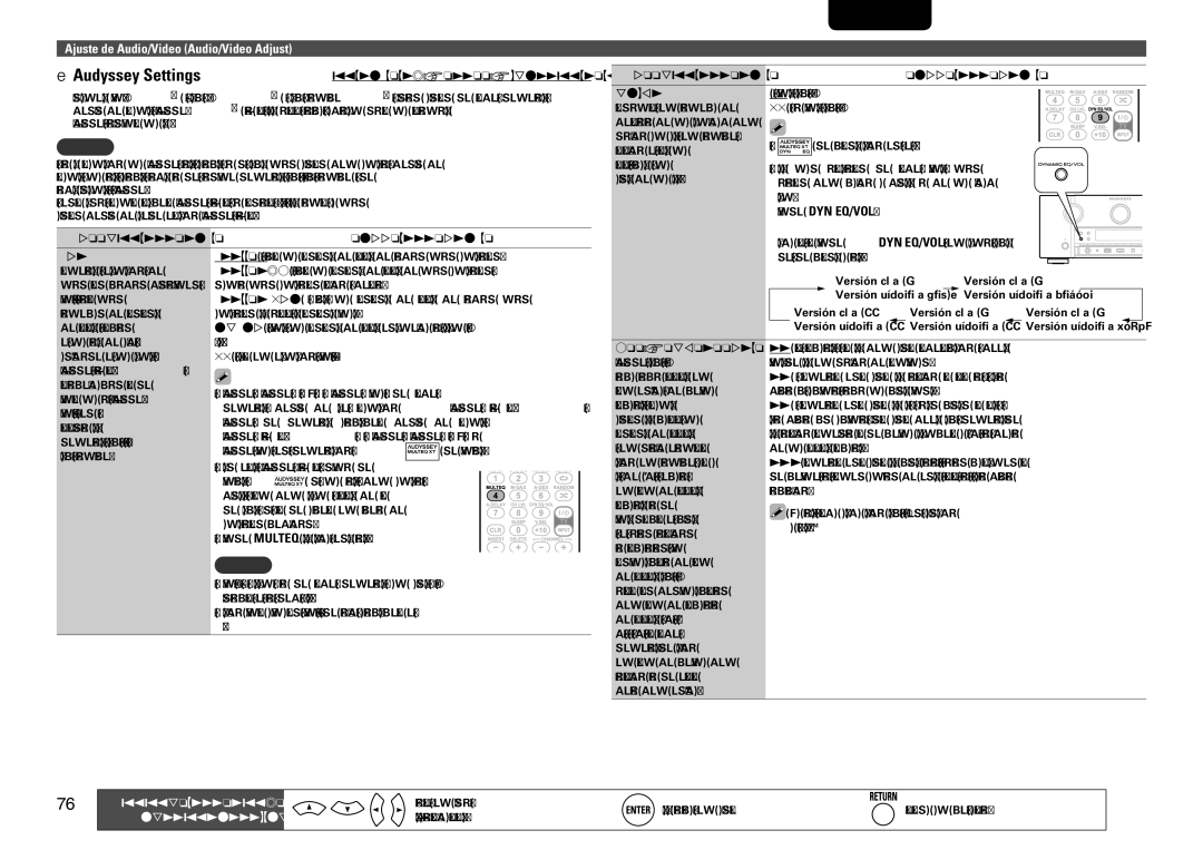 Marantz SR7005 manual NnAudyssey Settings, Pulse DYN EQ/VOL, Elementos de ajuste Detalles del ajuste MultEQ XT, Dynamic EQ 