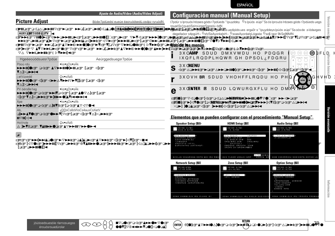 Marantz SR7005 Configuración manual Manual Setup, Picture Adjust, Elementos de ajuste Detalles del ajuste 