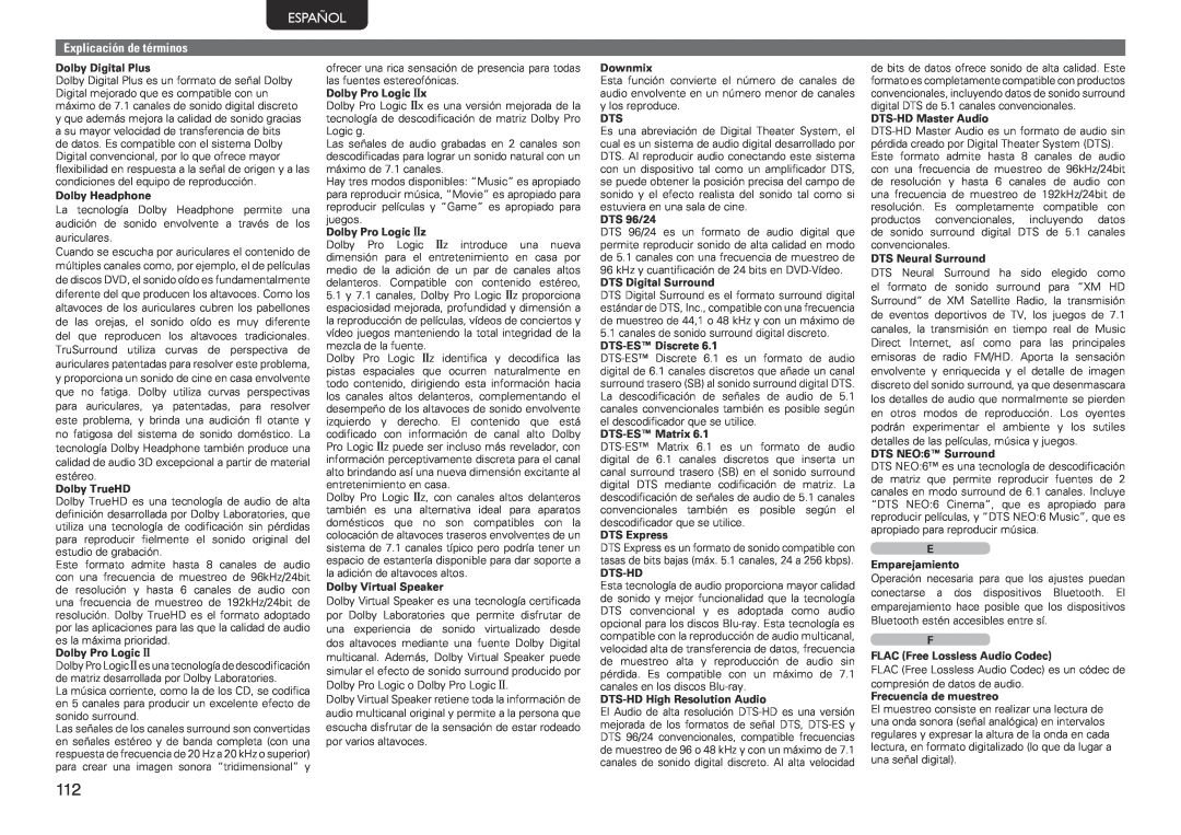 Marantz SR7005 manual Español, Explicación de términos 