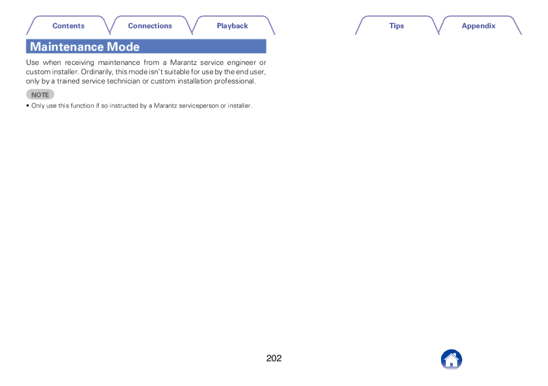 Marantz SR7008 appendix Maintenance Mode, 202 