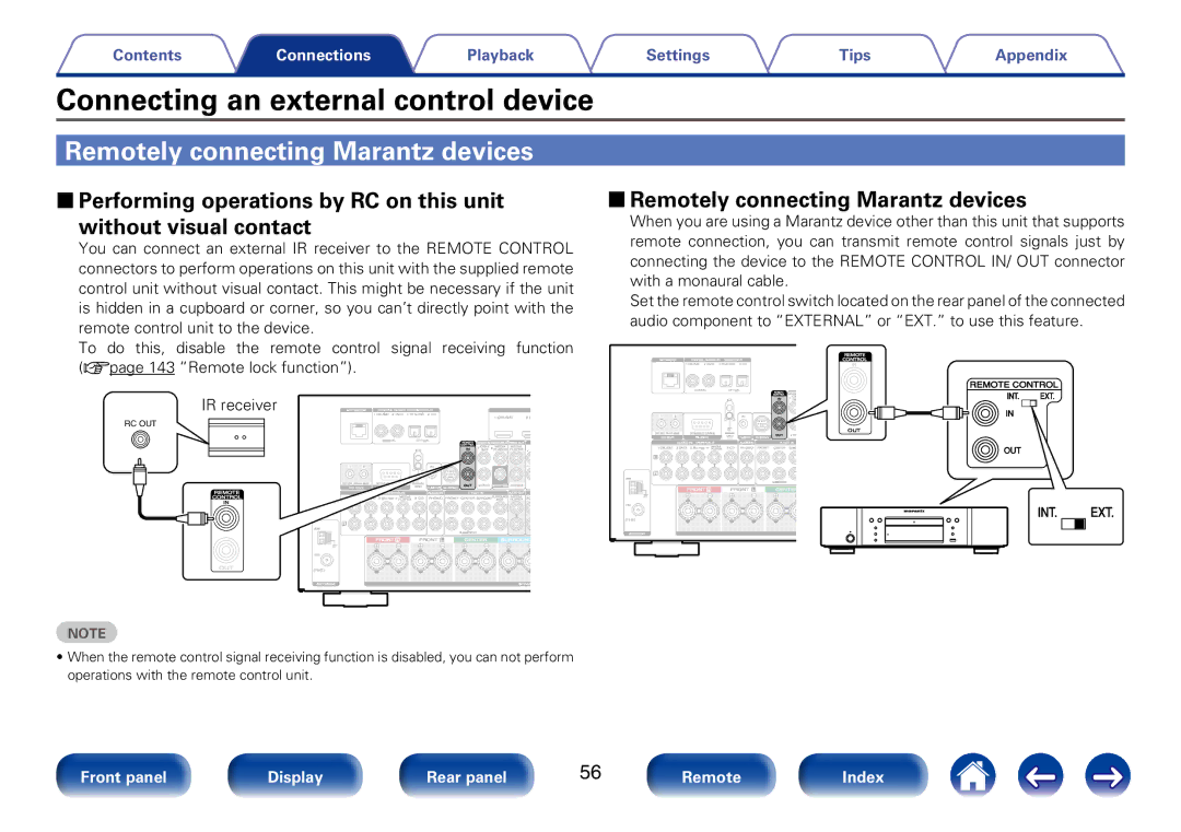 Marantz SR7008 appendix Connecting an external control device, Remotely connecting Marantz devices 