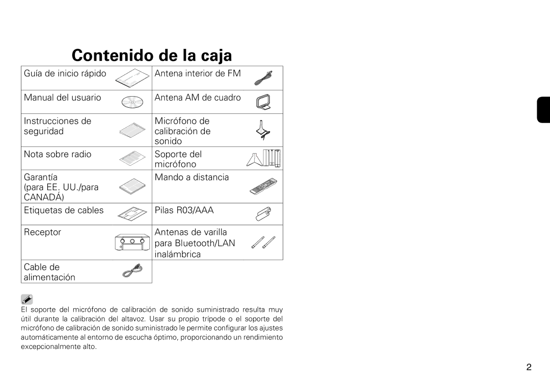 Marantz SR7009 quick start Contenido de la caja, Canadá 