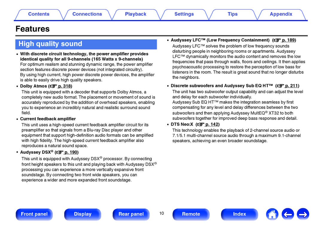 Marantz SR7009 owner manual Features, High quality sound 