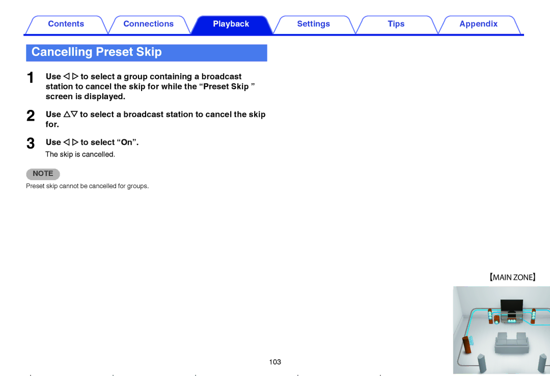 Marantz SR7009 owner manual Cancelling Preset Skip, Skip is cancelled 