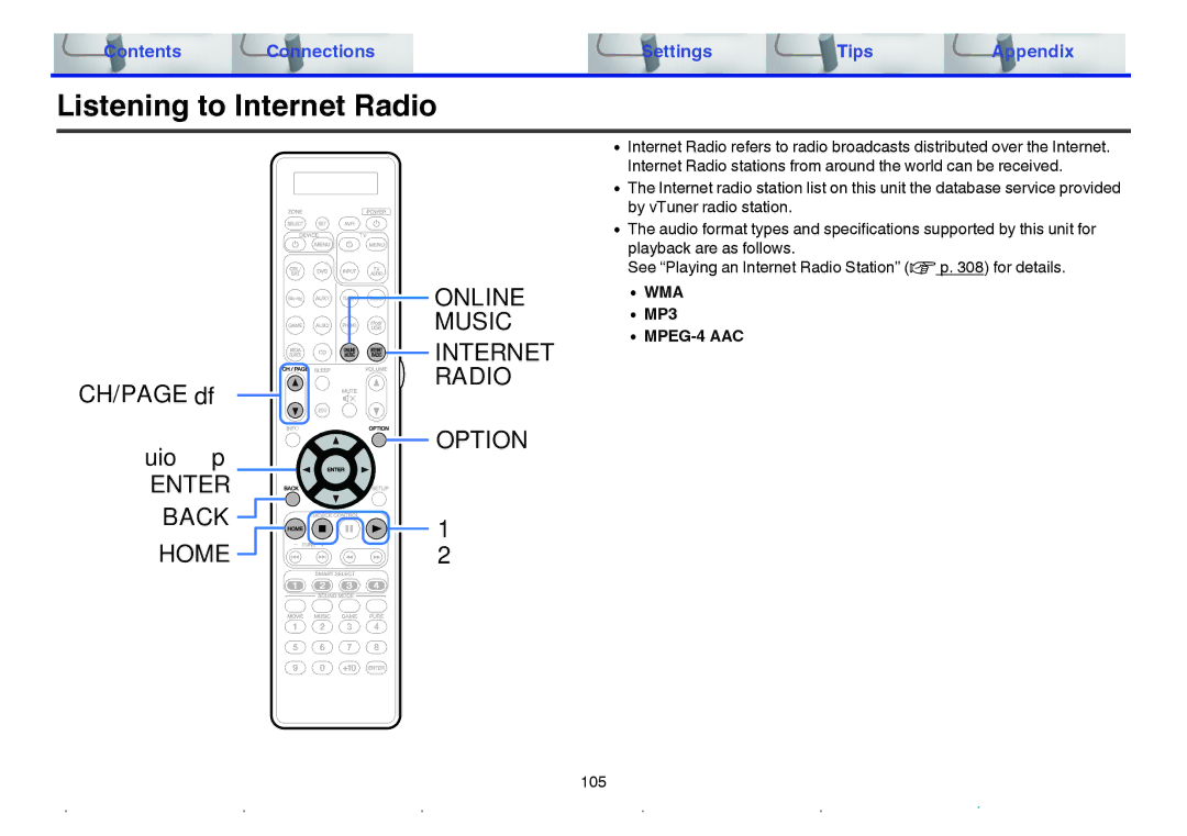 Marantz SR7009 owner manual Listening to Internet Radio, MP3 