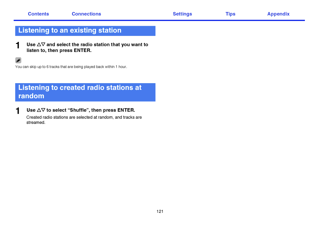 Marantz SR7009 owner manual Listening to an existing station, Listening to created radio stations at random 