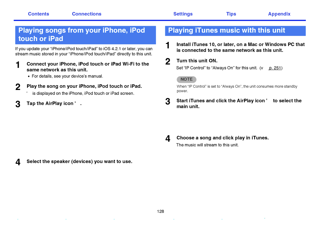 Marantz SR7009 owner manual Playing songs from your iPhone, iPod touch or iPad, Playing iTunes music with this unit 