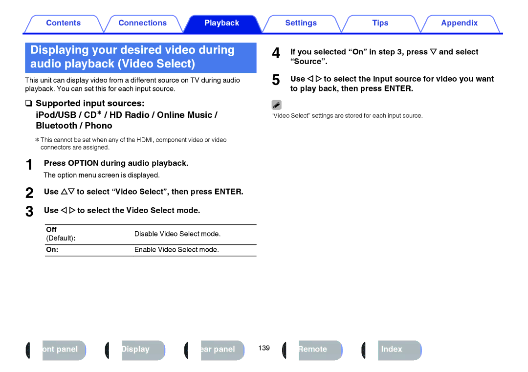 Marantz SR7009 owner manual Press Option during audio playback 