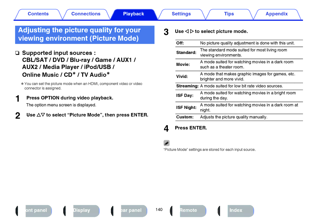 Marantz SR7009 owner manual Press Option during video playback, Movie, Vivid, ISF Day 