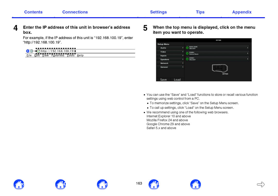 Marantz SR7009 owner manual Enterbox. the IP address of this unit in browser’s address, Setup Menu 