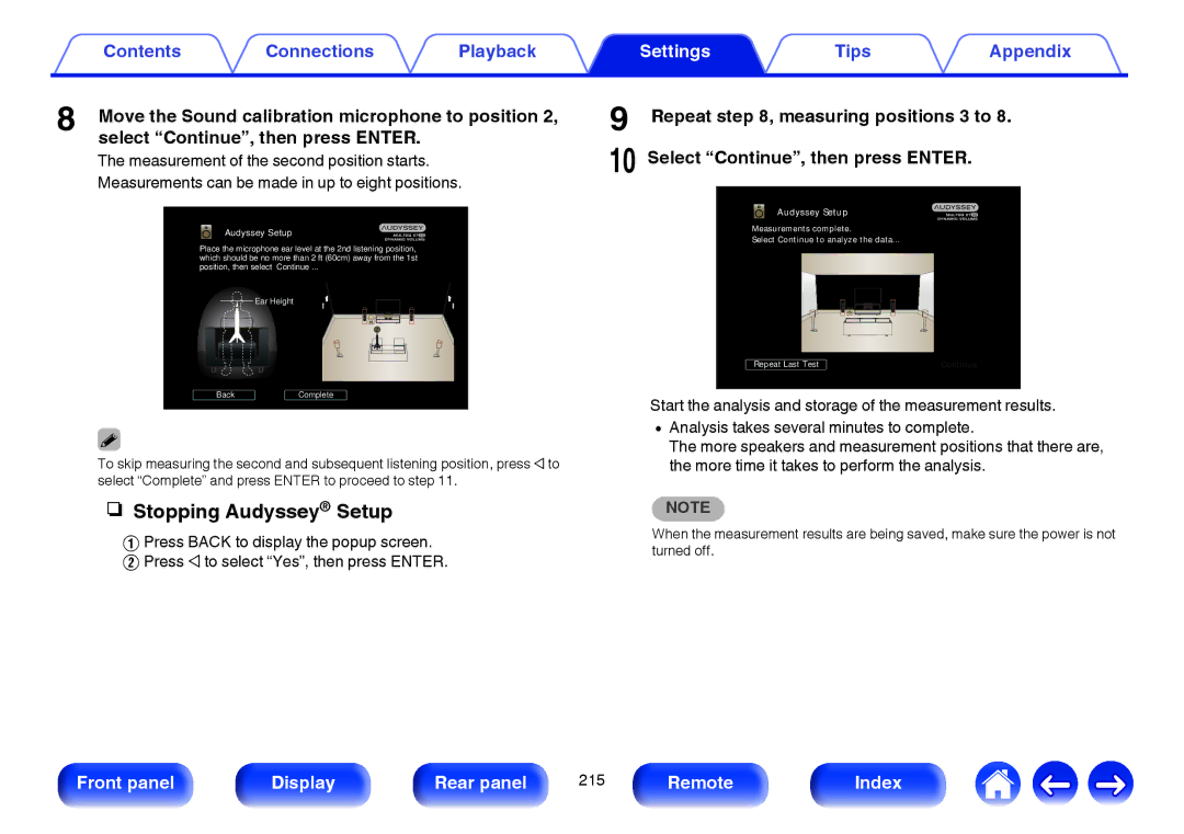 Marantz SR7009 owner manual Stopping Audyssey Setup 