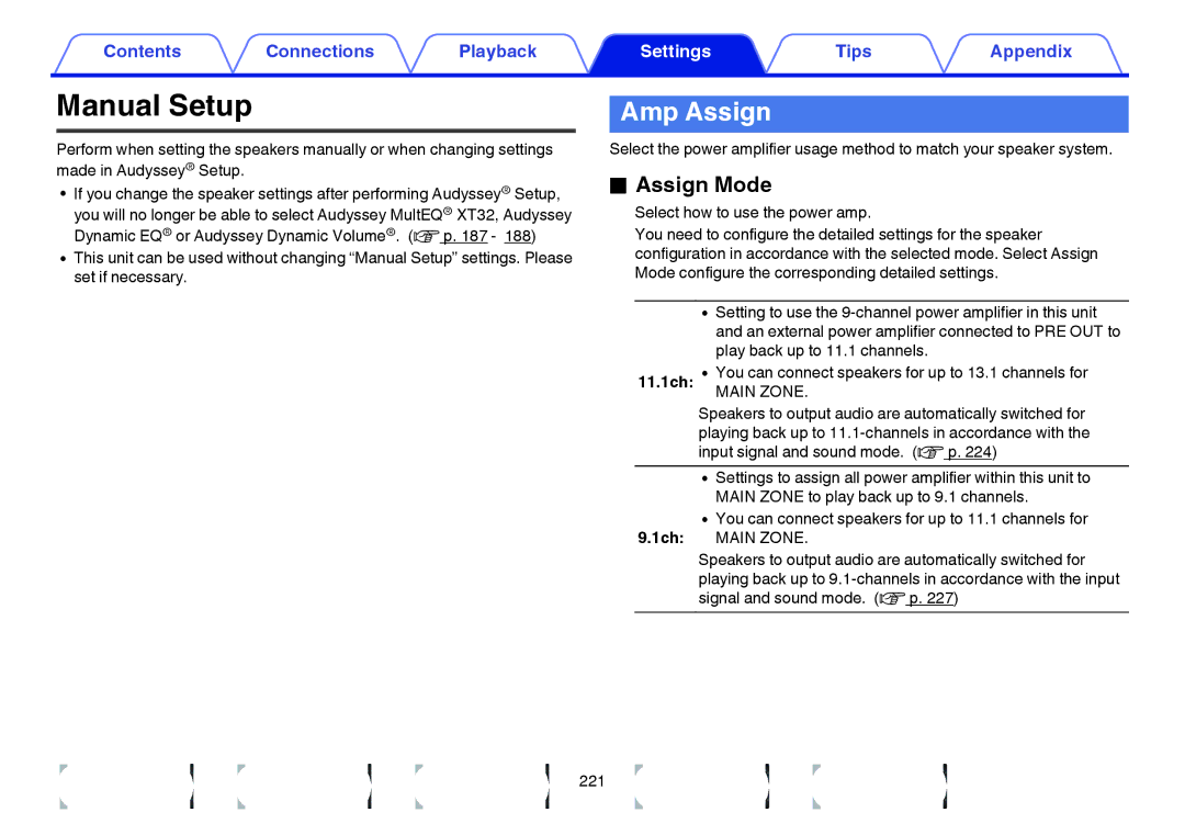Marantz SR7009 owner manual Manual Setup, Amp Assign, Assign Mode 