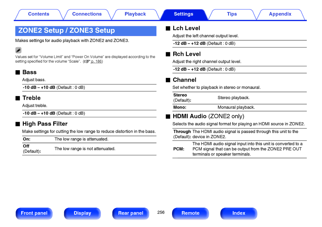 Marantz SR7009 owner manual ZONE2 Setup / ZONE3 Setup 