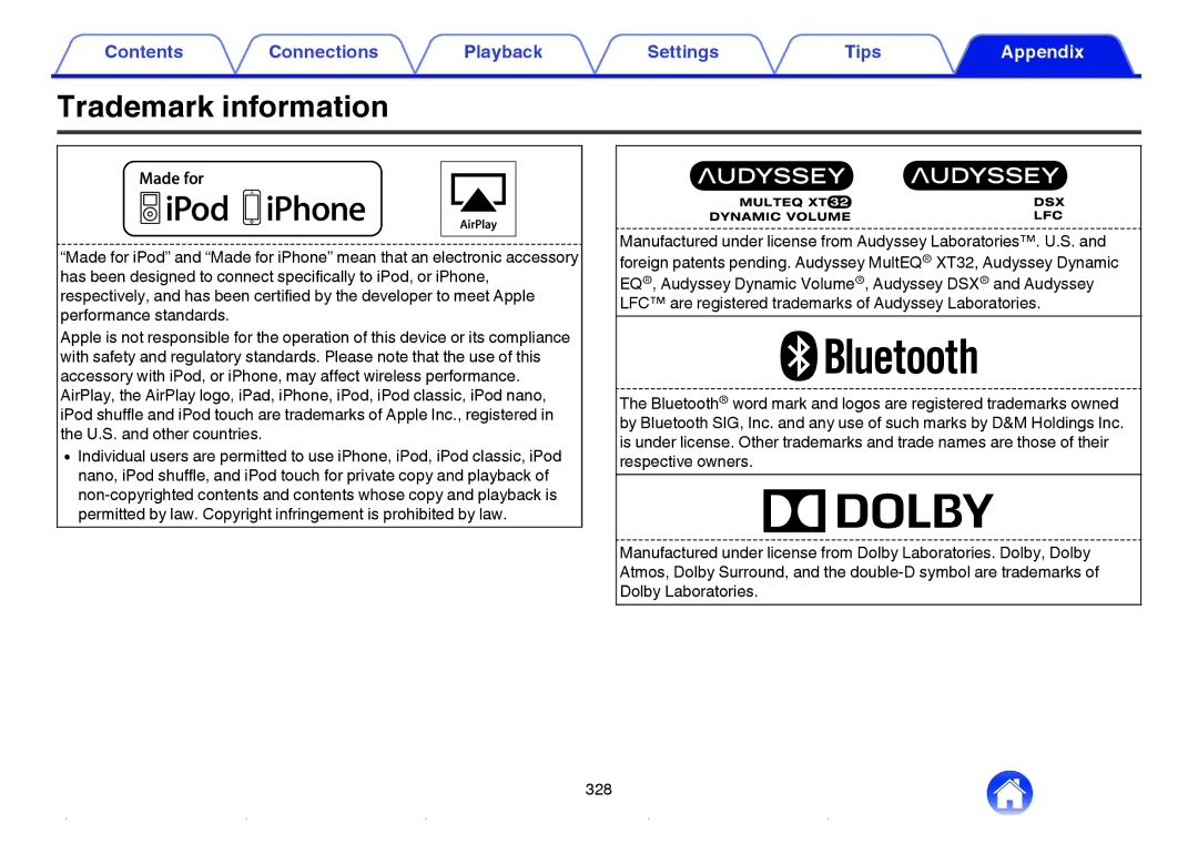 Marantz SR7009 owner manual Trademark information 