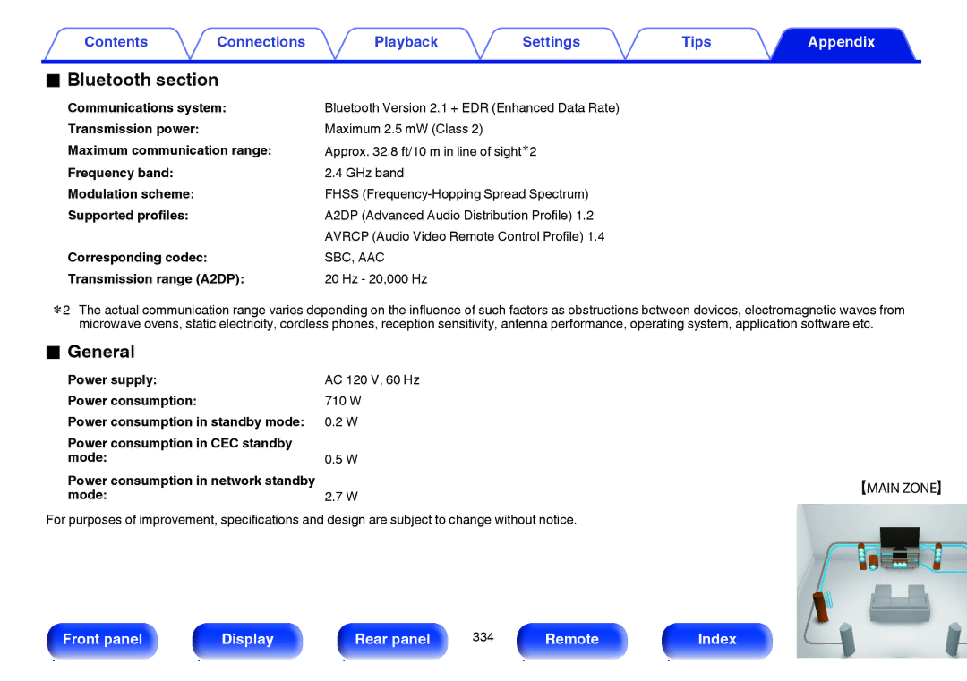 Marantz SR7009 owner manual Bluetooth section, General 