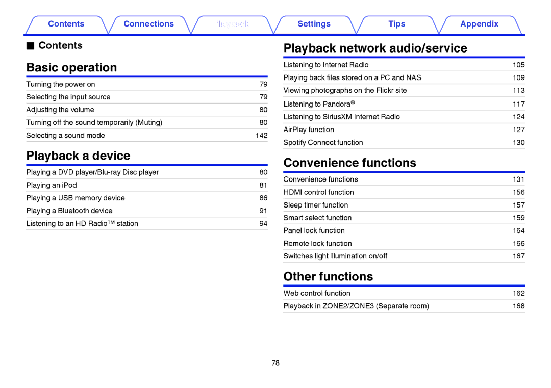 Marantz SR7009 owner manual Playback a device, Contents Basic operation 