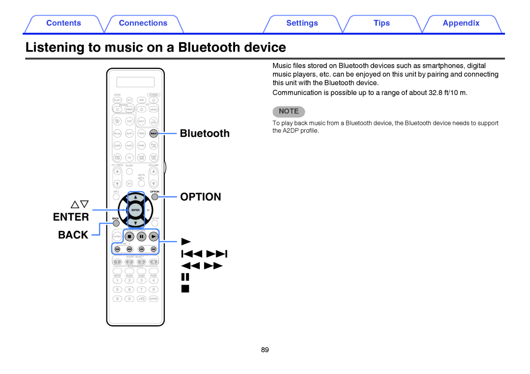 Marantz SR7009 owner manual Listening to music on a Bluetooth device 