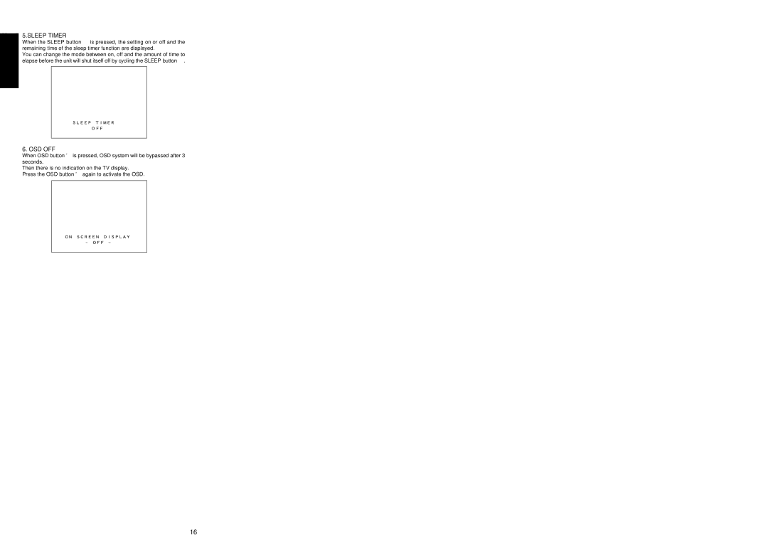 Marantz SR7200 manual Sleep Timer, Osd Off 