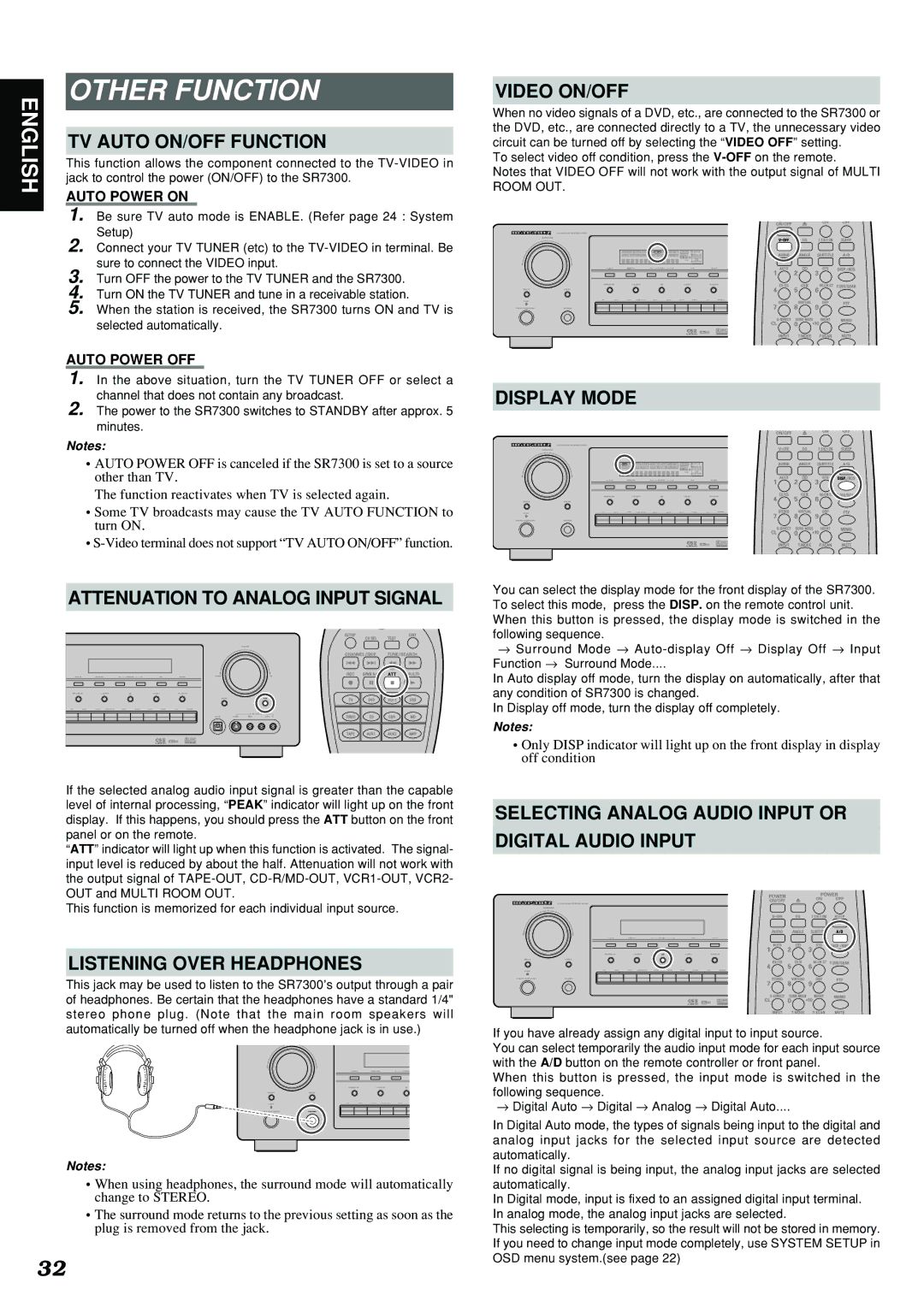 Marantz SR7300 manual Other Function 