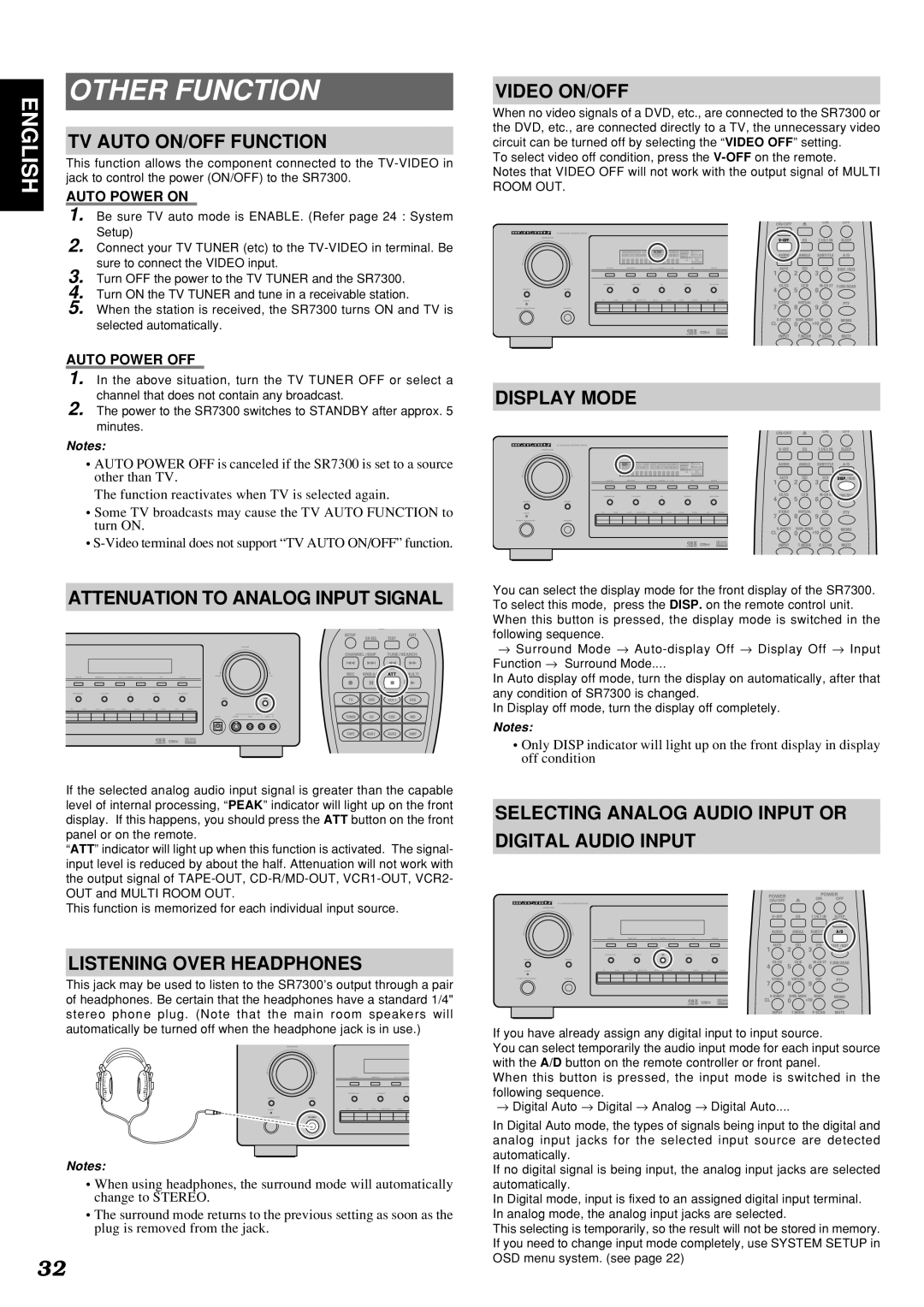 Marantz SR7300OSE manual Other Function 