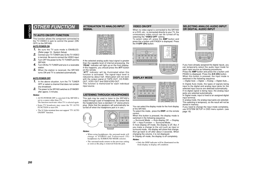 Marantz SR7400 manual Other Function 