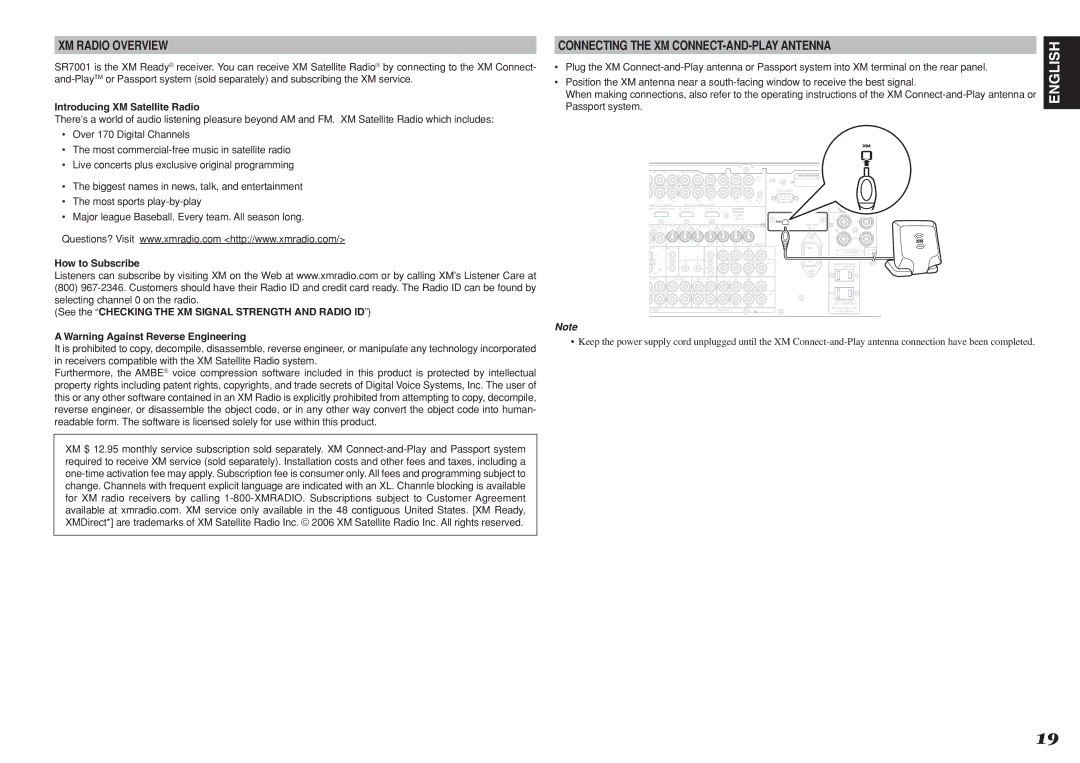 Marantz SR8001, SR7001 manual XM Radio Overview, Introducing XM Satellite Radio, How to Subscribe 