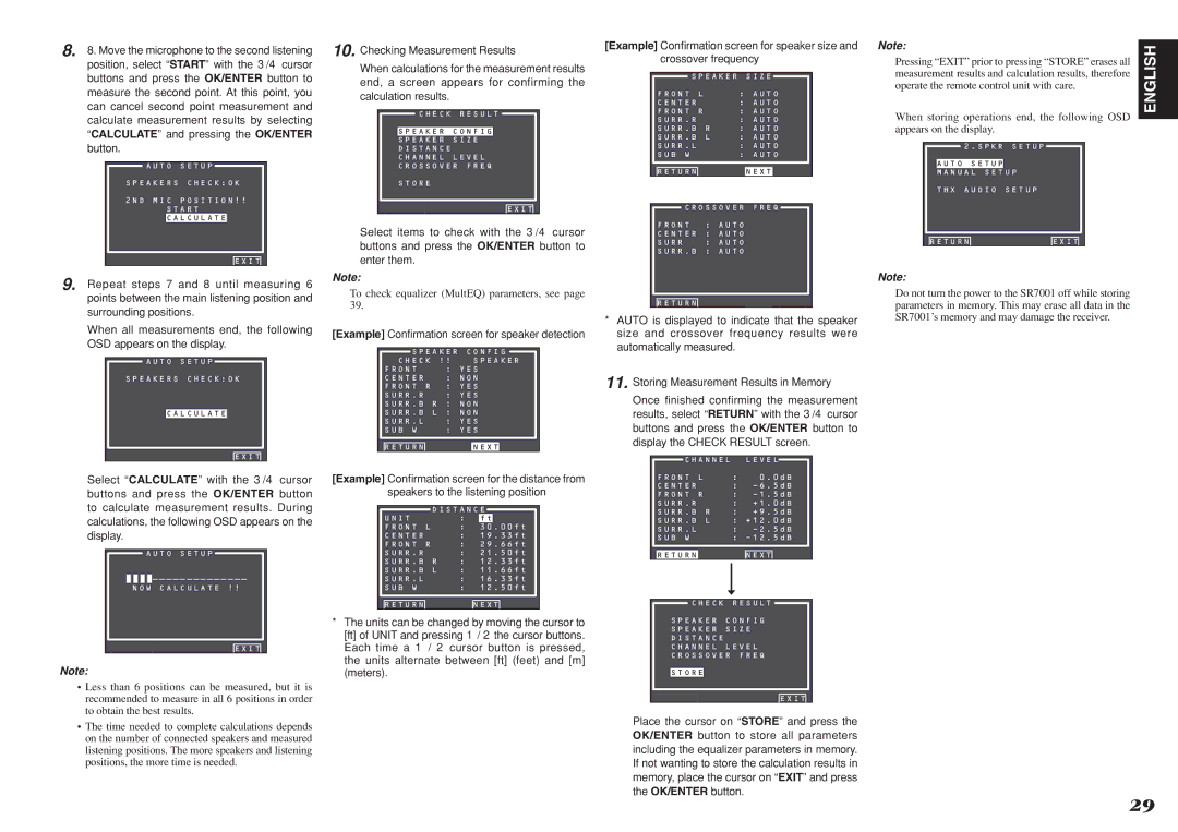 Marantz SR8001, SR7001 manual To check equalizer MultEQ parameters, see 