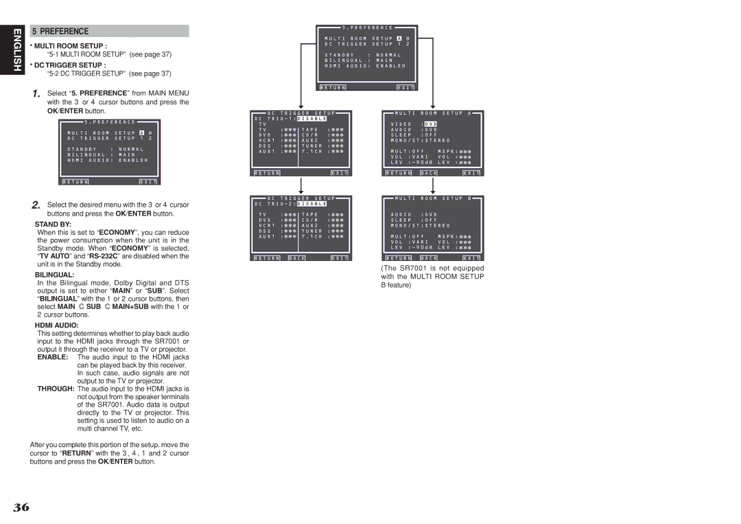 Marantz SR7001, SR8001 manual Preference 