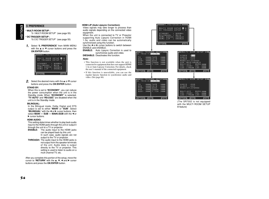 Marantz SR7002, SR8002 manual Preference 