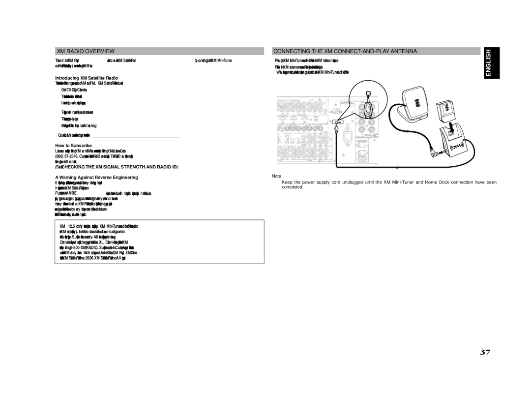Marantz SR8002, SR7002 manual XM Radio Overview, Connecting the XM CONNECT-AND-PLAY Antenna, Introducing XM Satellite Radio 