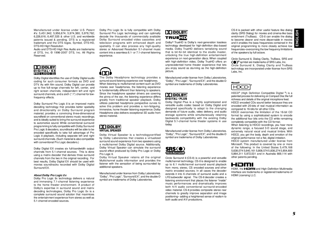 Marantz SR8002, SR7002 manual About Dolby Pro Logic 