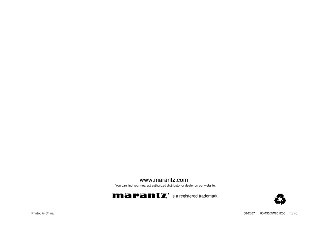 Marantz SR8002, SR7002 manual Is a registered trademark 