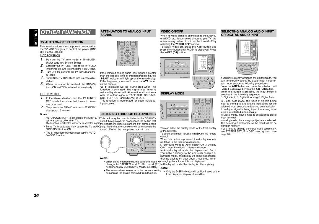 Marantz SR8400 manual Other Function 