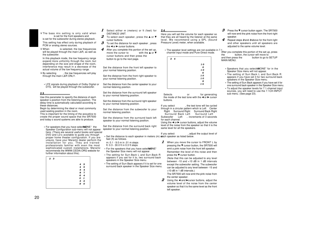 Marantz SR8500, SR7500 manual Front L, Front R, Center, Surr. L, Surr. R, Sub W, Surr. B L, Surr. B R, Test Mode 