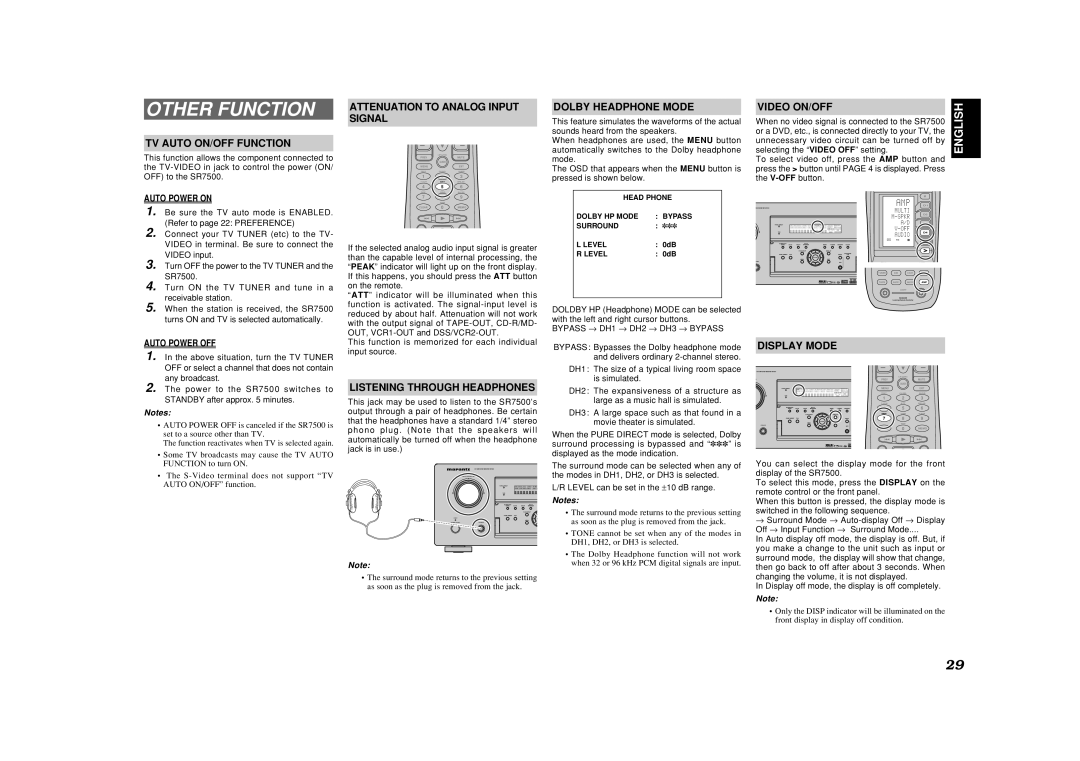 Marantz SR7500, SR8500 manual Other Function 