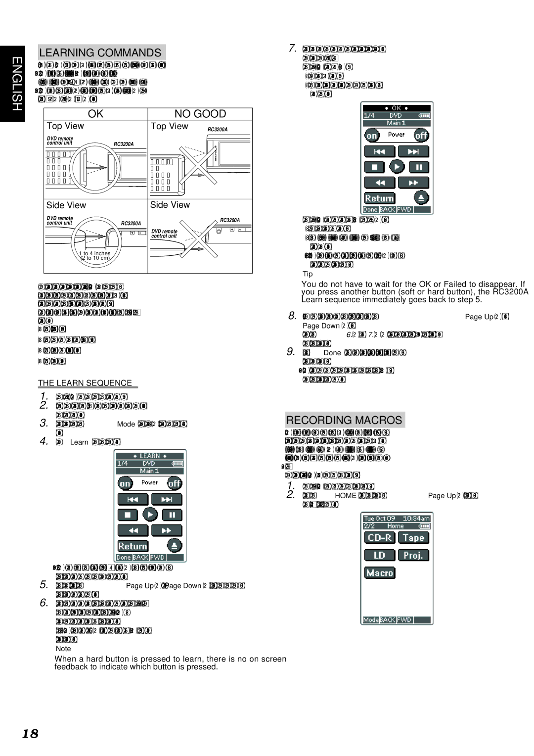 Marantz SR9200 manual Learning Commands, Recording Macros, Learn Sequence 