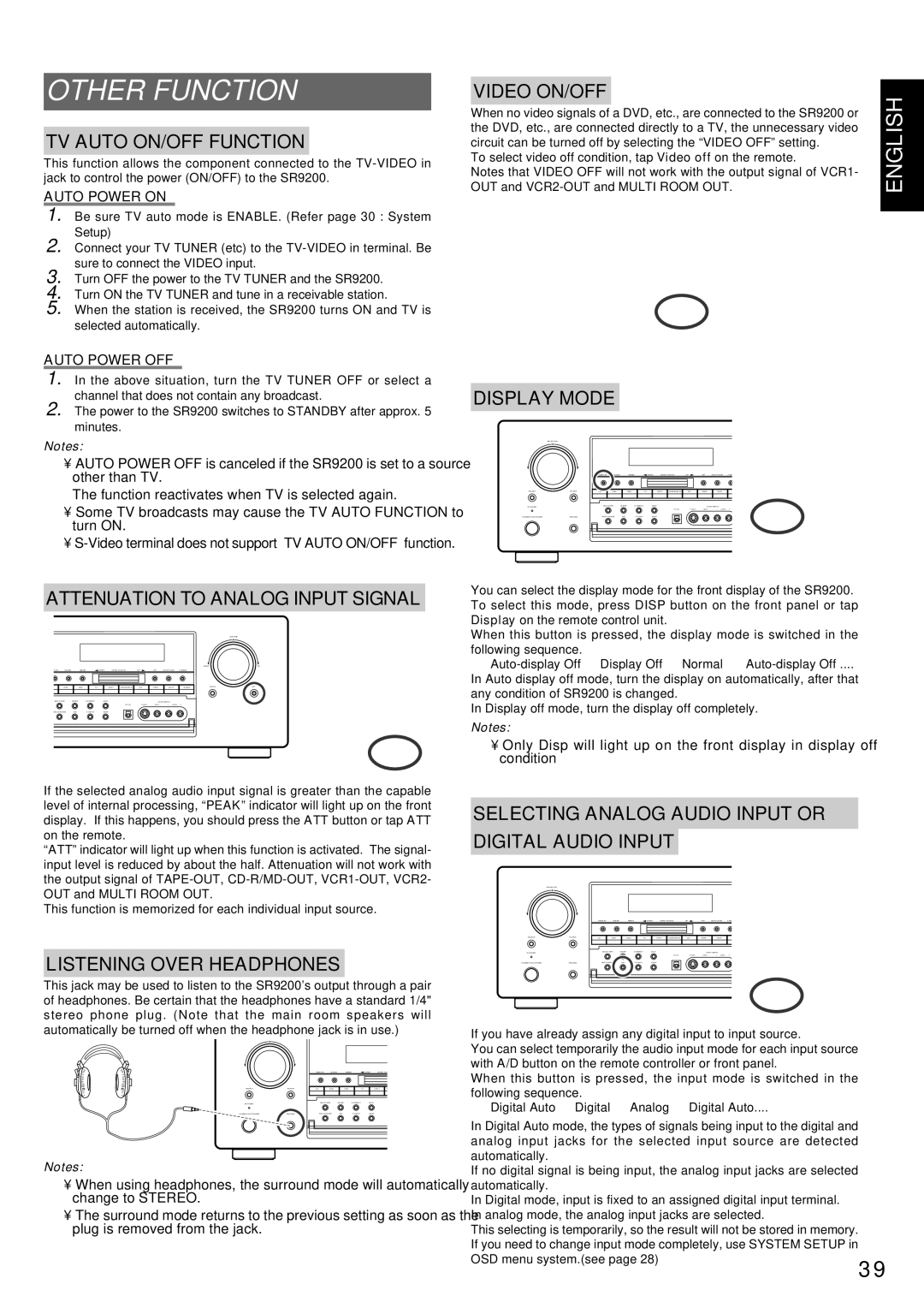 Marantz SR9200 manual Other Function 