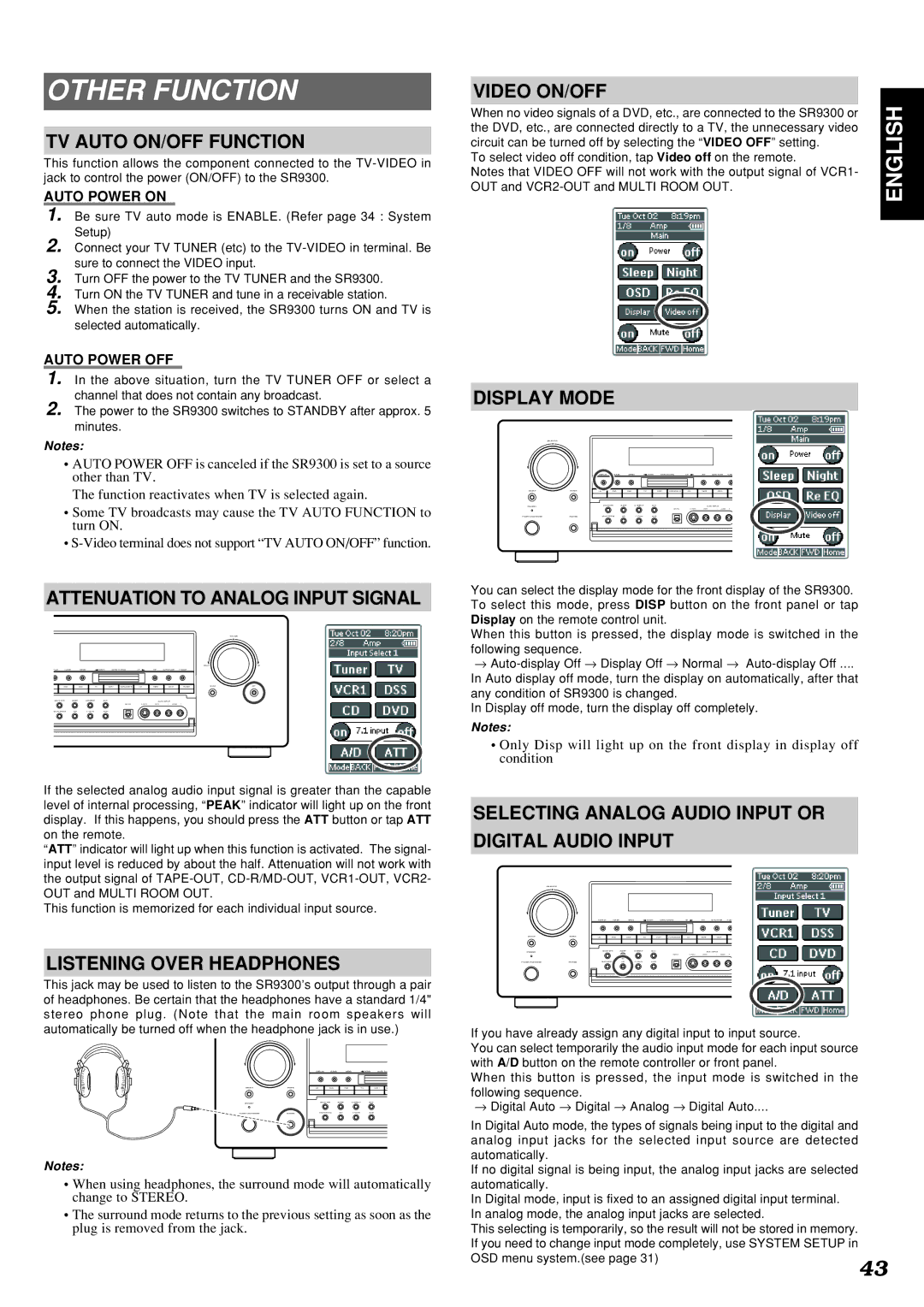 Marantz SR9300 manual Other Function 