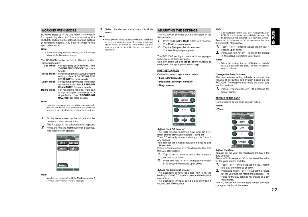 Marantz SR9600 manual Working with Modes, Adjusting the Settings, First Setup, Second Setup 