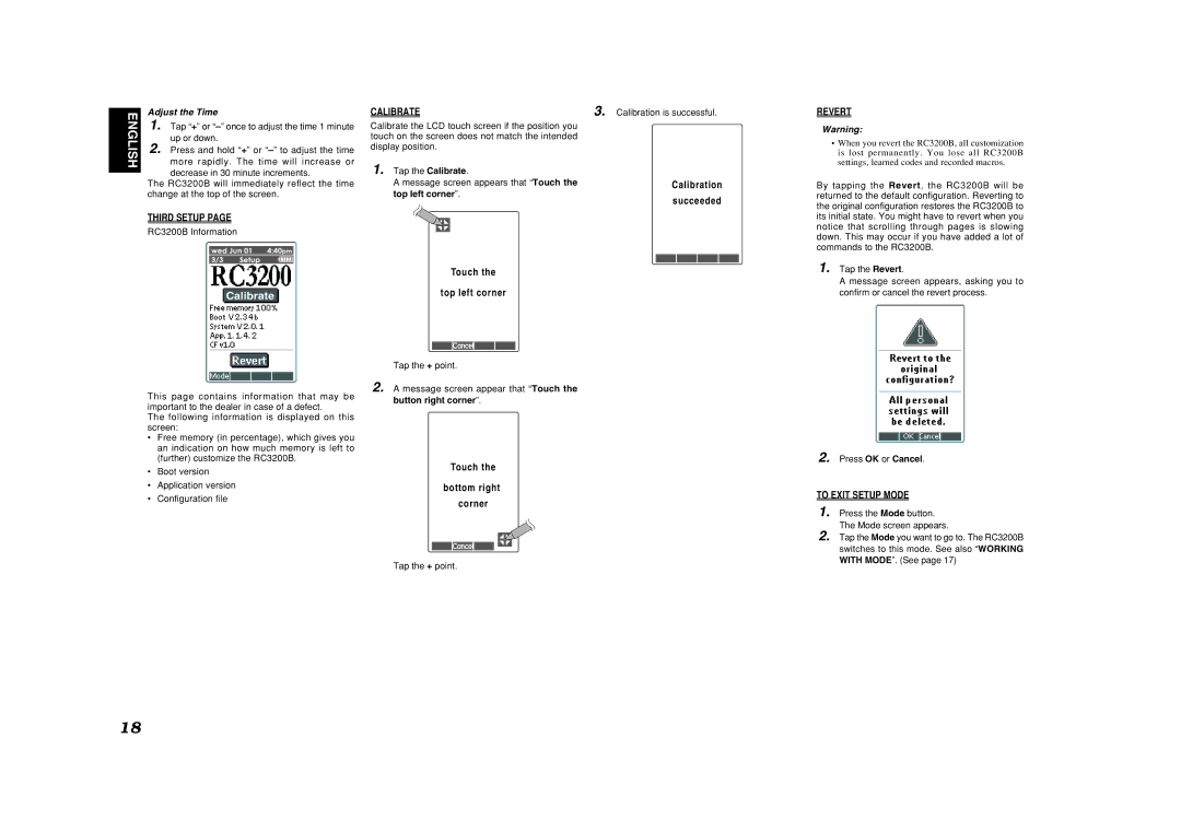 Marantz SR9600 manual Third Setup, Revert, To Exit Setup Mode, Adjust the Time 