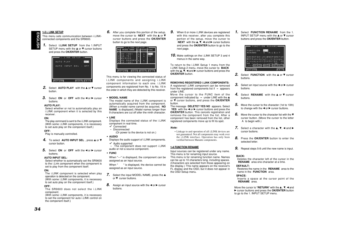 Marantz SR9600 manual Function Rename 