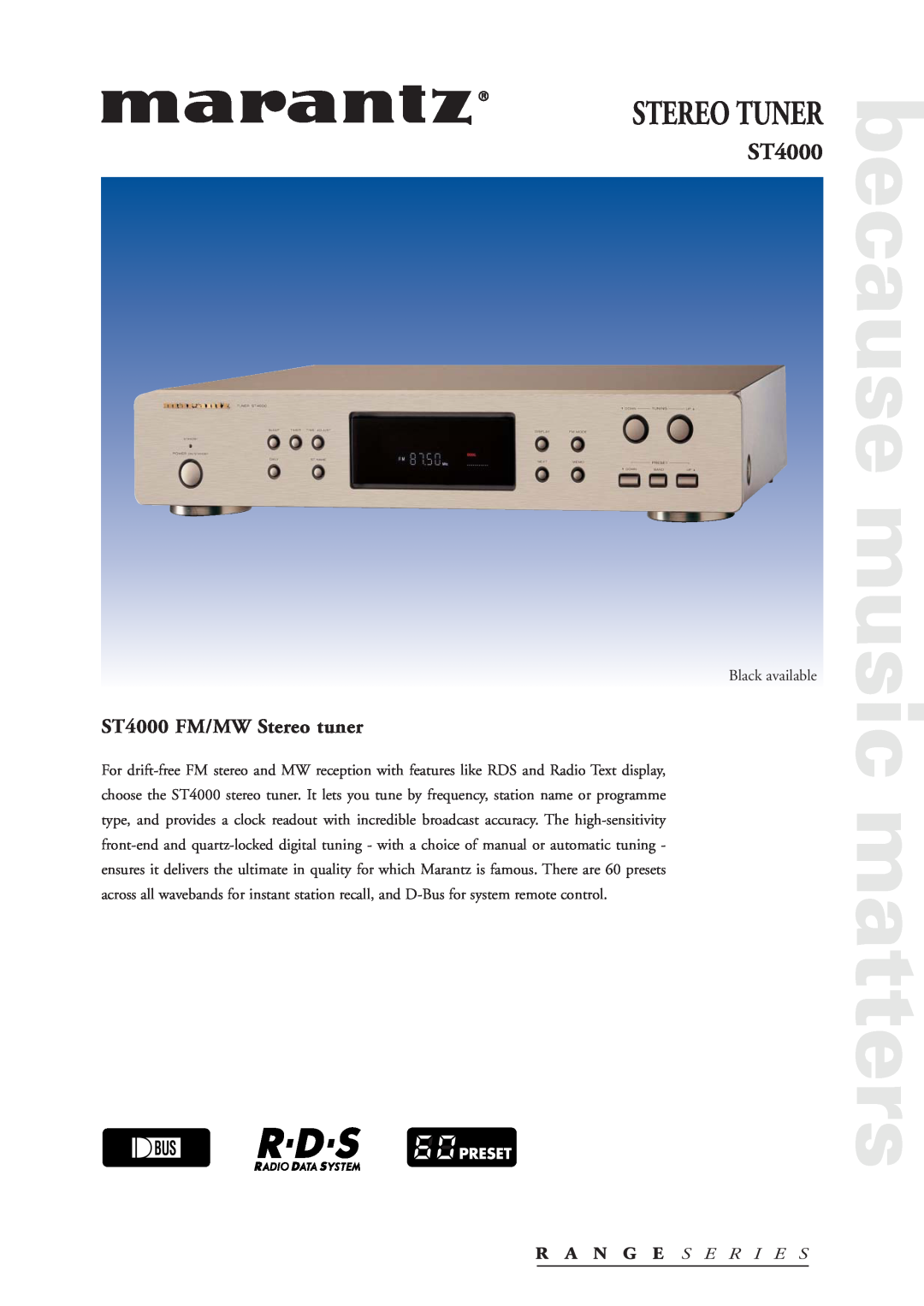 Marantz manual ST4000 FM/MW Stereo tuner, Stereo Tuner 