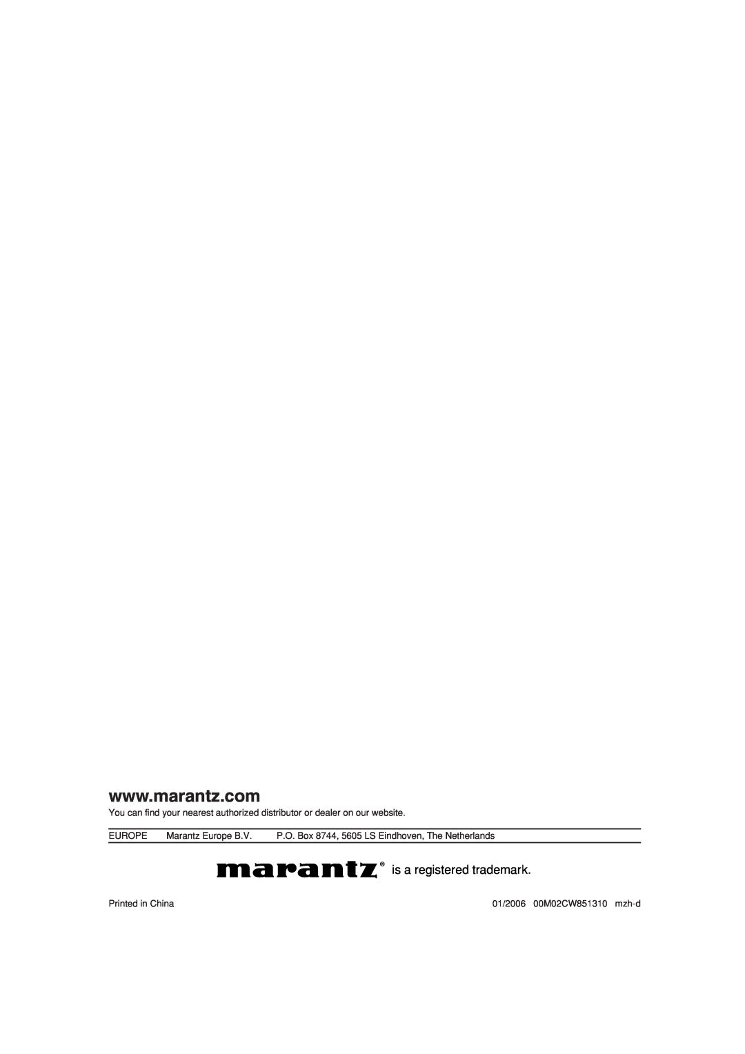 Marantz ST6001 manual is a registered trademark 