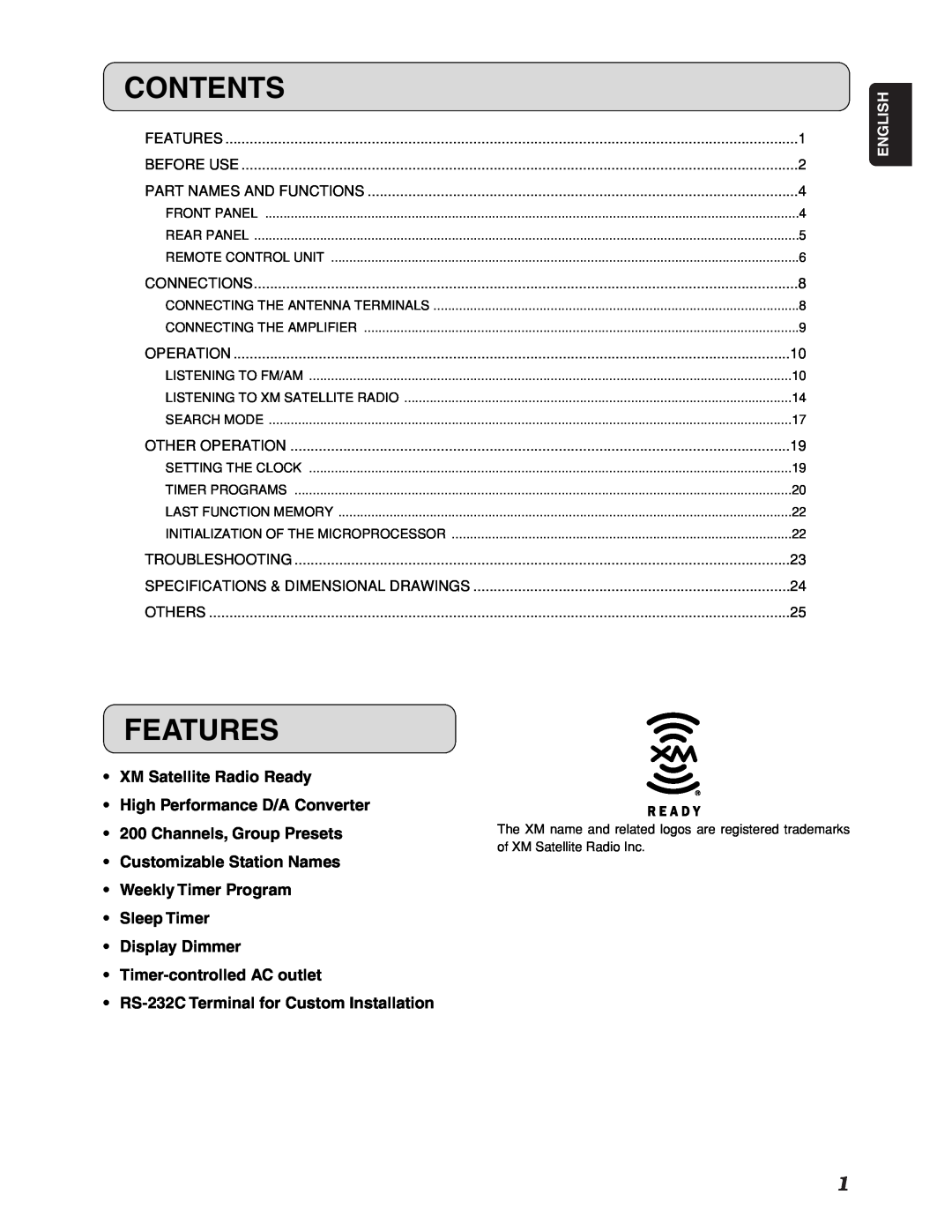 Marantz ST7001 manual Contents, Features 