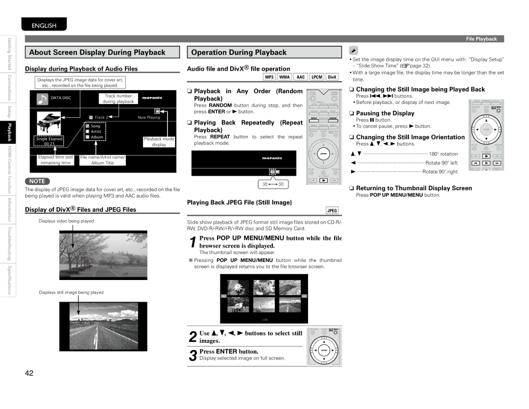 Marantz UD9004 manual About Screen Display During Playback, Operation During Playback 