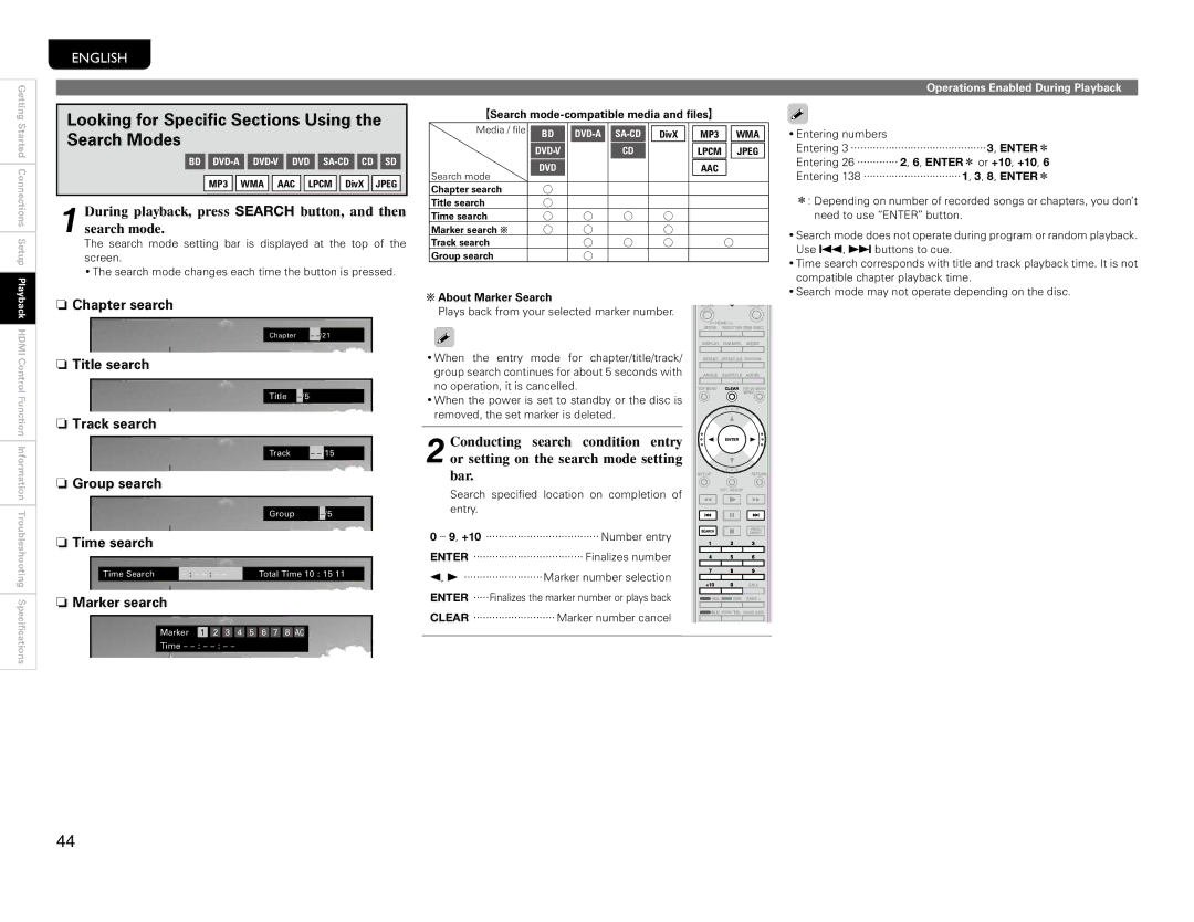 Marantz UD9004 manual Looking for Speci Search Modes 