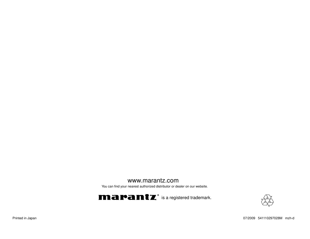 Marantz UD9004 manual Is a registered trademark 